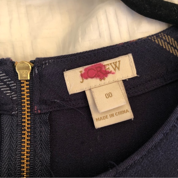 J Crew Plaid Shift Dress Short Sleeve Navy Blue Size 00 - Picture 7 of 10